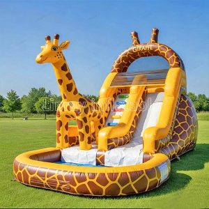 New design giraffe Dry/Wet inflatable slide