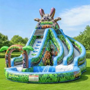Zootopia double lane Dry/Wet inflatable slide